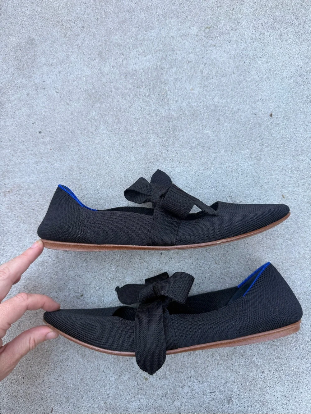 Rothy’s The Point Mary Jane Black Flats with Bow Classic Women’s Size 8